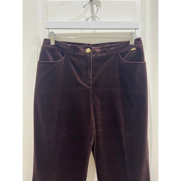 St. John Sport Chocolate Velvet Boot Cut Trouser Sz 6 - Picture 2 of 8